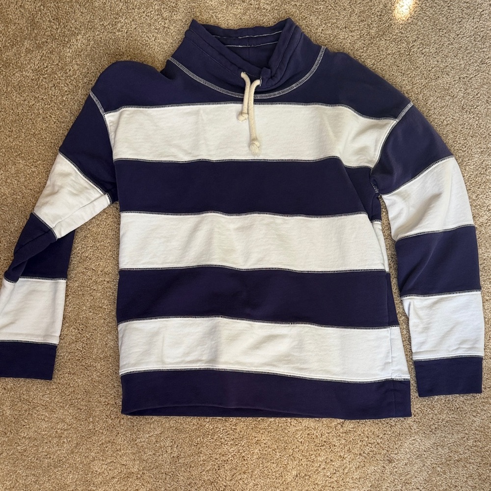 J. Crew Classic Deep Purple and White Striped Sweatshirt